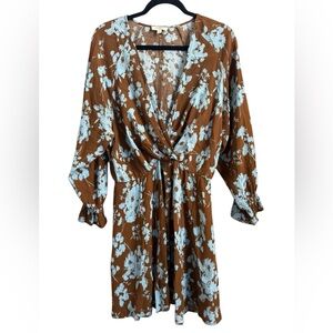 Umgee Floral Border Print Layered Dress, Large